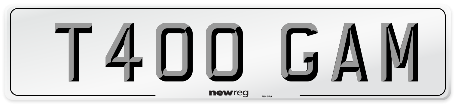 T400 GAM Number Plate from New Reg